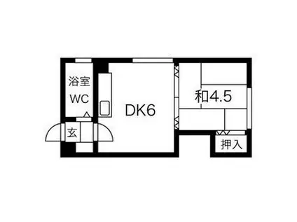 南郷ハイツ(1DK/3階)の間取り写真