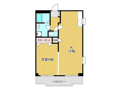 クレベール片野(1K/6階)の間取り写真