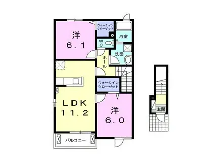 ブリーズレジデンス BE II(2LDK/2階)の間取り写真