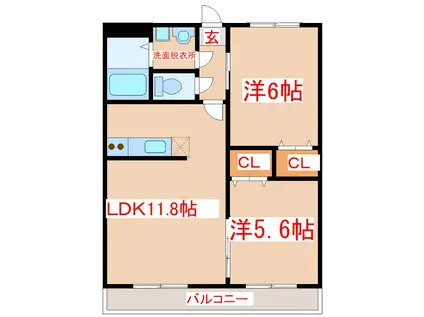 アイリスII番館(2LDK/3階)の間取り写真