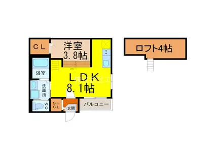 アダージョ六番町(1SLDK/1階)の間取り写真