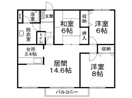 サンブライトハイツIV(3LDK/4階)の間取り写真
