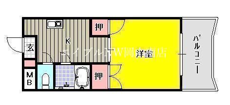 シャトレハイツ大元(1K/3階)の間取り写真