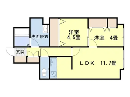 ナラサキビル(2LDK/2階)の間取り写真