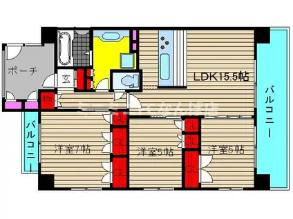 シティスパイアー日本橋(3LDK/4階)の間取り写真