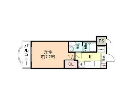 サンシャイン88 B棟(1K/4階)の間取り写真