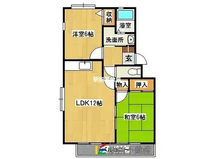 サンハイツ小森野C棟(2LDK/2階)の間取り写真