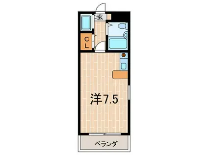 クレスト夙川(ワンルーム/3階)の間取り写真