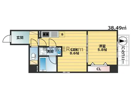 M-CHRIS(1LDK/6階)の間取り写真