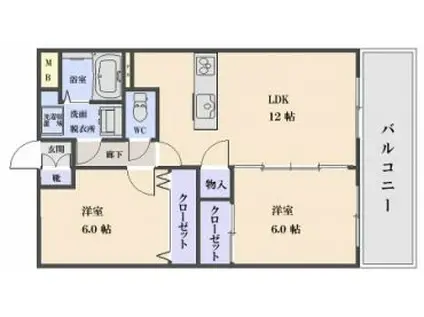 マテール寺田II(2LDK/2階)の間取り写真