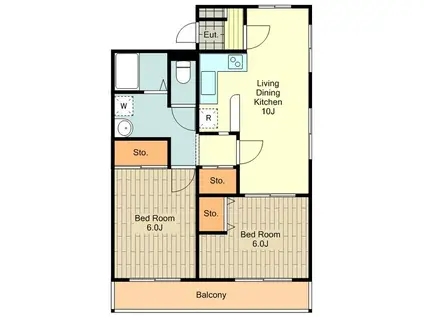 グリーンヒル(2LDK/1階)の間取り写真