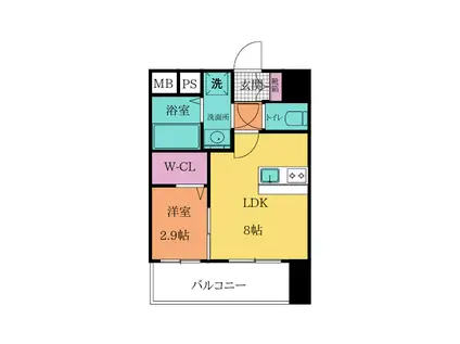 グランフォーレ小倉シティタワー(1LDK/6階)の間取り写真