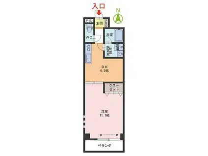 ブルーム(1DK/2階)の間取り写真