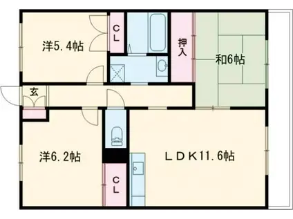 アブニール矢野(3LDK/4階)の間取り写真