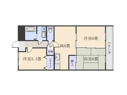 クレール鶴丸(3DK/2階)の間取り写真