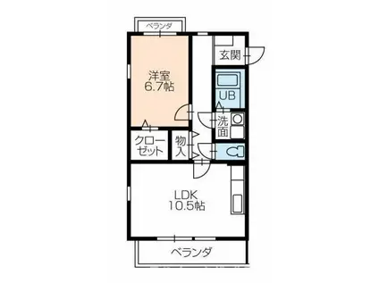 グランジール(1LDK/3階)の間取り写真