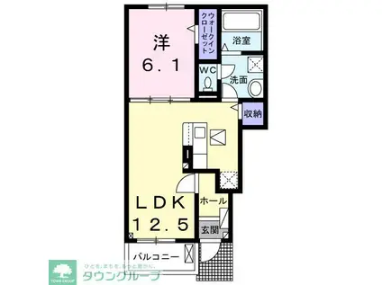 京王線 中河原駅 徒歩23分 2階建 築1年(1LDK/1階)の間取り写真