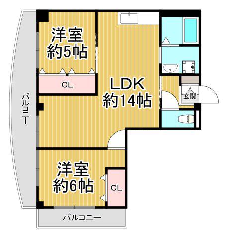 ハイローズガーデンⅡ(2LDK/3階)の間取り写真