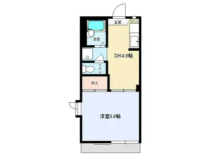 WING A棟(1DK/1階)の間取り写真