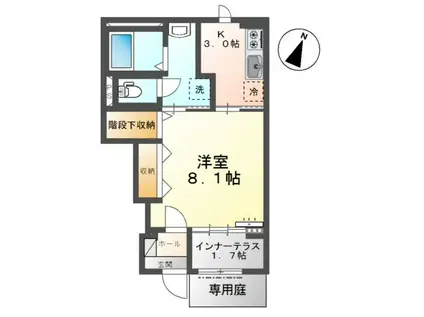 ルル ハレレア(1K/1階)の間取り写真