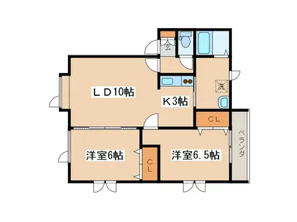 サンセット21(2LDK/2階)の間取り写真