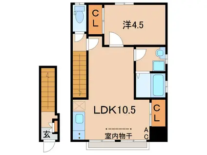GRIT野田町北(1LDK/2階)の間取り写真