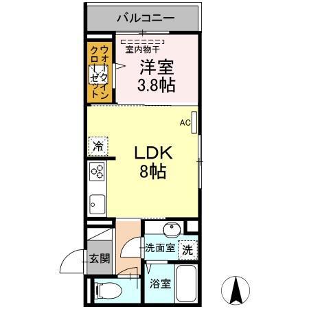 トリシア・ヒナ(1LDK/1階)の間取り写真