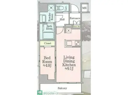 ティモーネ押上ノルド(1LDK/9階)の間取り写真