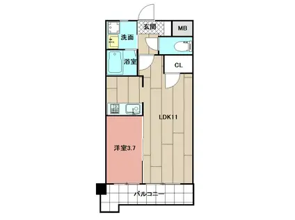 白銀マンション(1LDK/3階)の間取り写真