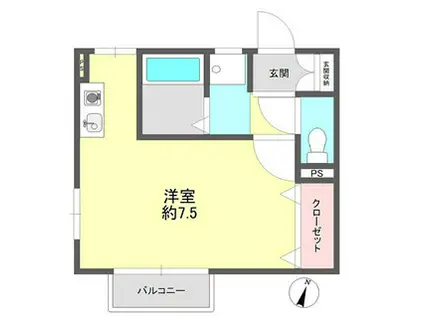 プランドール湊川(ワンルーム/2階)の間取り写真