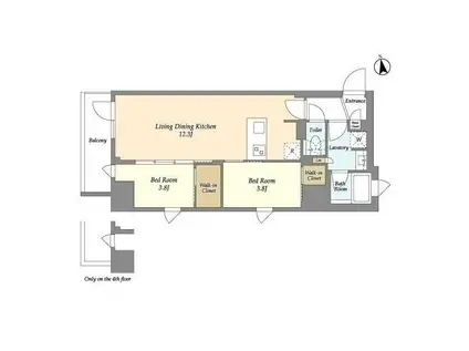 アイフラット品川戸越パークサイド(2LDK/2階)の間取り写真