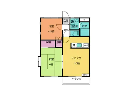 ゼルコウバ(2LDK/1階)の間取り写真