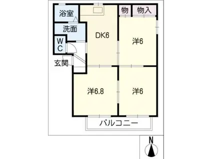 シャーロック B棟(3DK/2階)の間取り写真