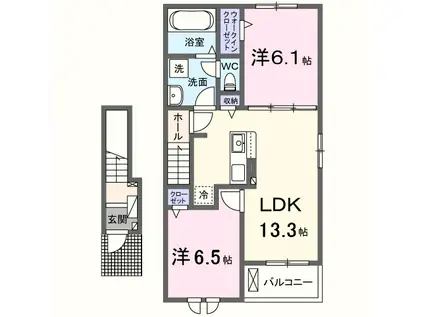 グラッドネス志免東I(2LDK/2階)の間取り写真