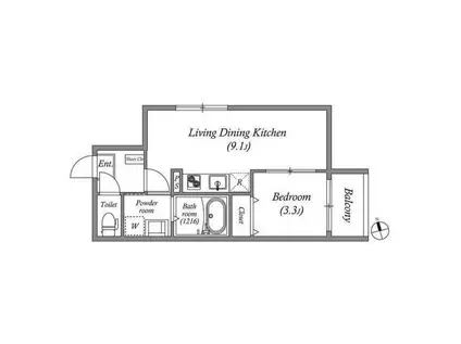クオッカ都島(1LDK/1階)の間取り写真