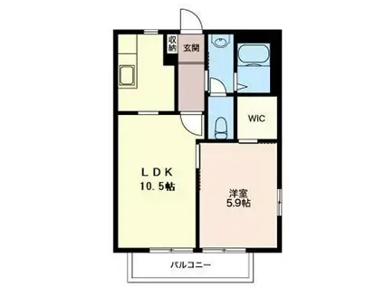 アンビション宍倉(1LDK/1階)の間取り写真