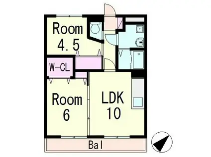 リジエールN(2LDK/3階)の間取り写真