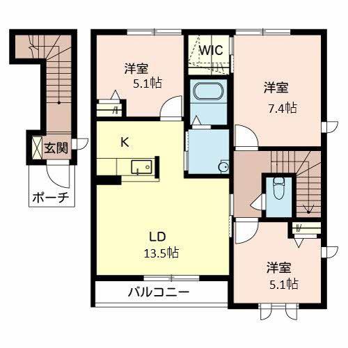 MASTCOURT秋葉(3LDK/2階)の間取り写真