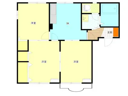 パークサイドリラ B棟(3DK/1階)の間取り写真