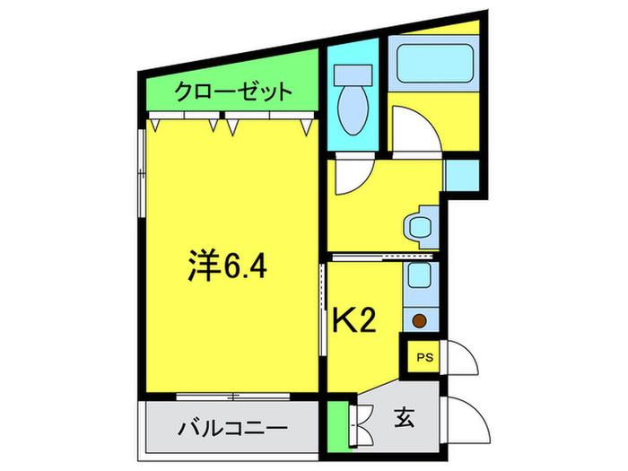 STUDIO1OKUNO(1K/3階)の間取り写真