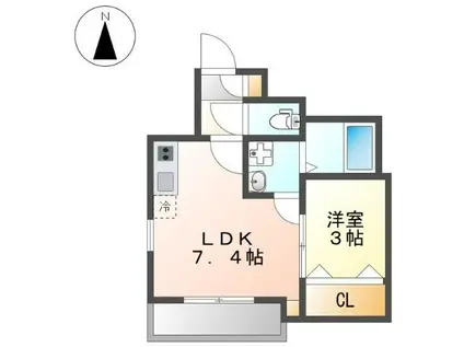 CHERIM 本陣十王町 サウス(1DK/2階)の間取り写真
