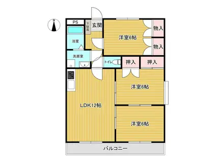ルミエール・ミツダ(3LDK/3階)の間取り写真