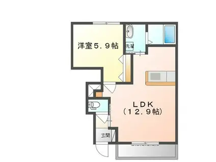 クレアハイムII(1LDK/1階)の間取り写真
