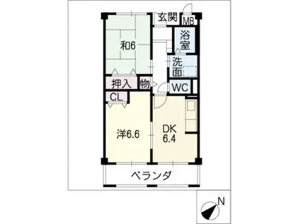 ノール・ド・ノアールE.H(2DK/3階)の間取り写真