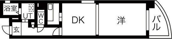 THE RESIDENCE KANAYAMA サウス(1DK/8階)の間取り写真