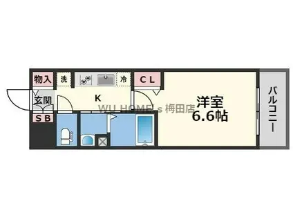 BPRレジデンス天満橋(1K/2階)の間取り写真