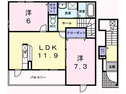 グレイス ヴィラ(2LDK/2階)の間取り写真