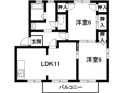 サンステージ豊川B棟(2LDK/1階)の間取り写真