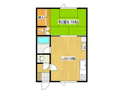 GKハイツ(1LDK/1階)の間取り写真