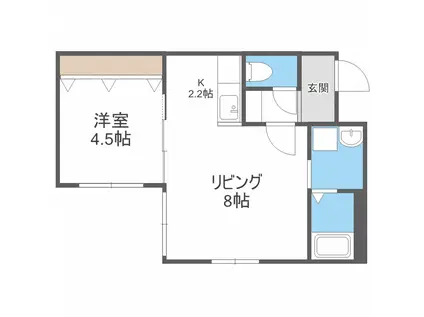 プレシェルト札幌苗穂(1LDK/2階)の間取り写真